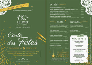 Menu Fêtes AC-LE LEVIER - Graphiste Loctudy, Pont-l'Abbé : BENELELA - Studio graphique